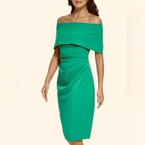 Vince Camuto Women’s Elegant Green Off-Shoulder Dress, size 10